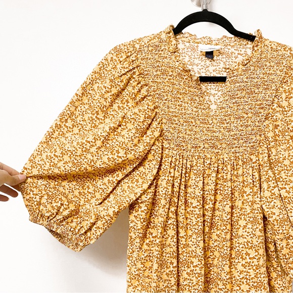 Universal Thread Fall Peasant Bubble‎ Sleeve Floral Top Yellow Orange Small - Picture 5 of 8